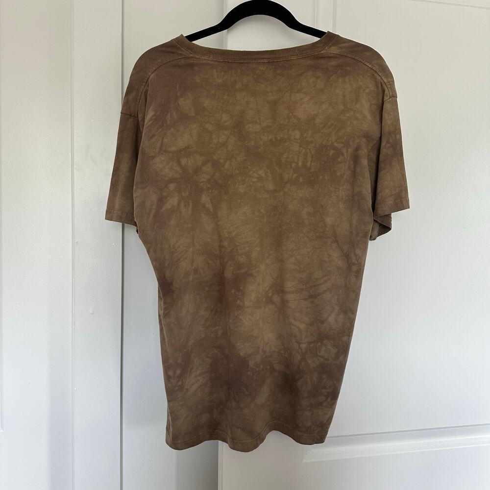 Vintage Y2K The Mountain M Native American Indian Wolf Horse Brown Dyed T-Shirt - Picture 2 of 6